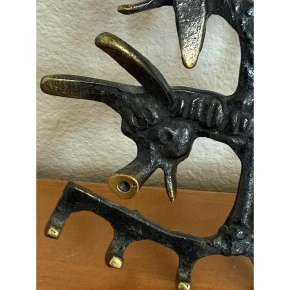 Vintage MCM Walter Bosse Ebonized Brass Key Holder Bremen‎ Town Musicians